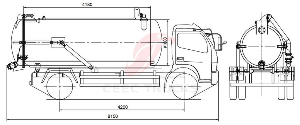 ISUZU 10 CBM cesspit emptier drawing