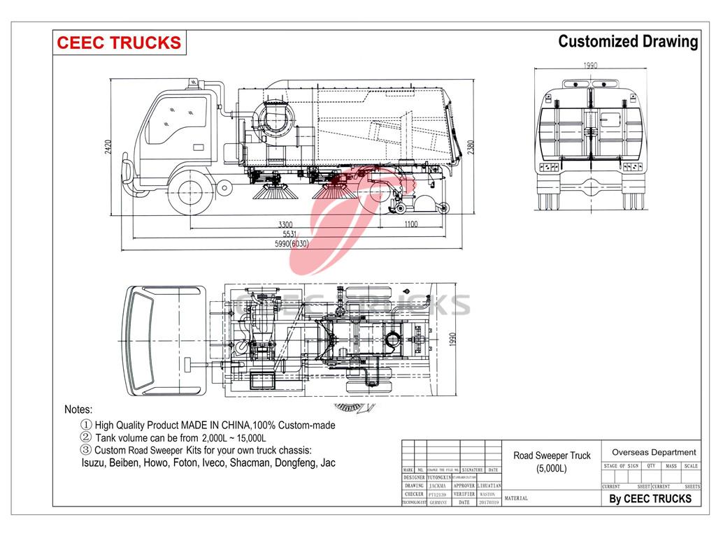 vacuum road sweeper truck drawing