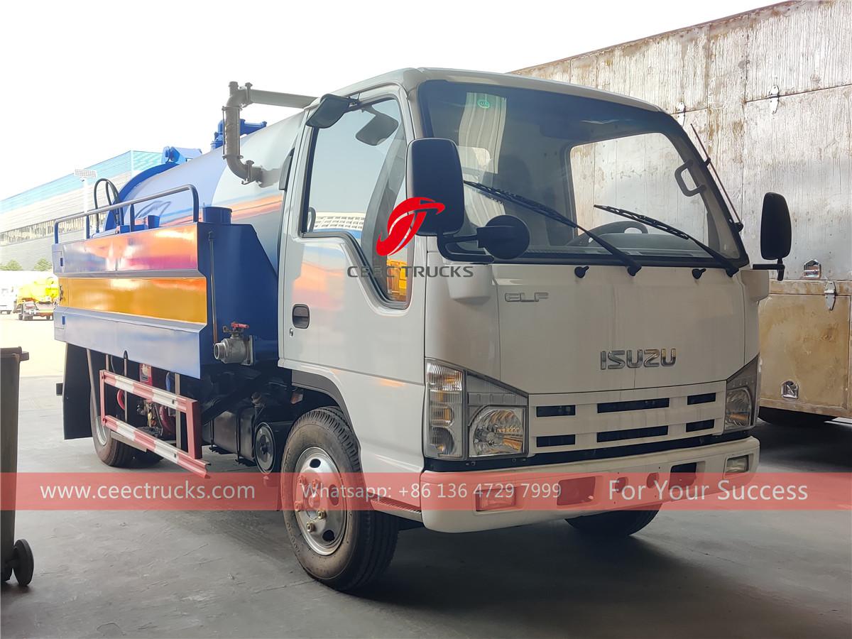 ISUZU 5CBM combined sewage suction jetting truck export to Africa