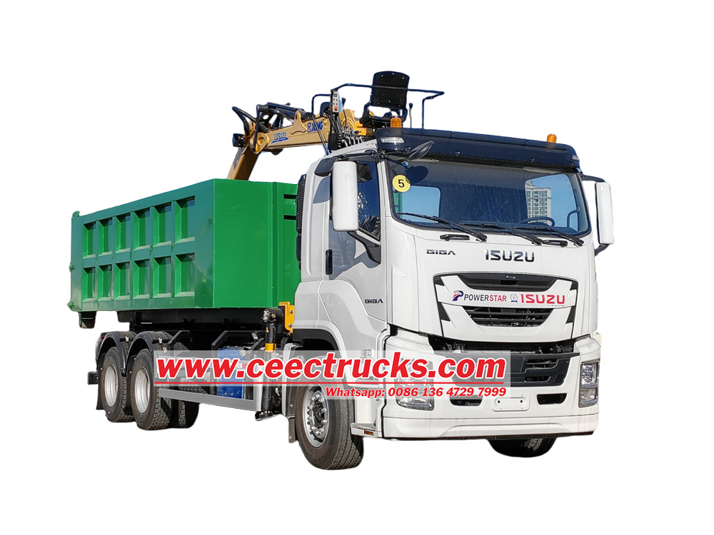 Isuzu heavy duty hook lift truck with container