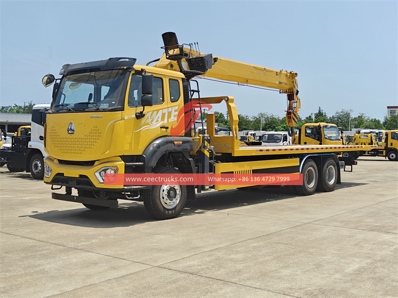 Howo wrecker tow truck with 8T telescopic crane 