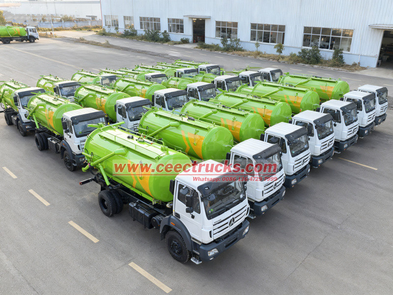 20 units BEIBEN 1929 model 10cbm cesspool tanker trucks ready for shipment