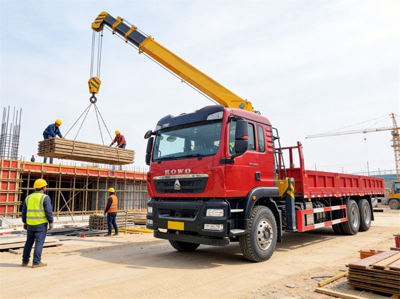 Howo 8x4 cargo truck mounted 20 tons crane