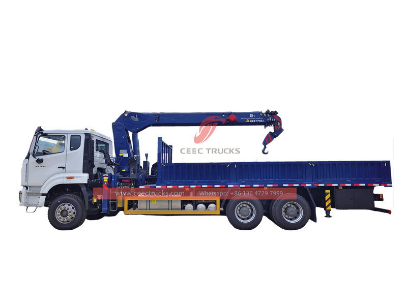 Howo NX 6x4 cargo truck mounted 14 tons crane