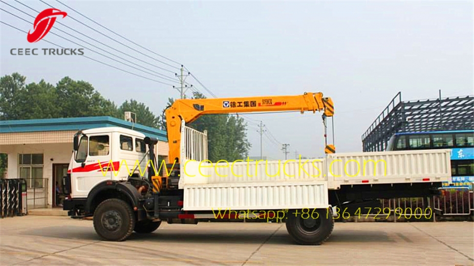 Best beiben 6 wheeler offroad mounted crane cargo truck