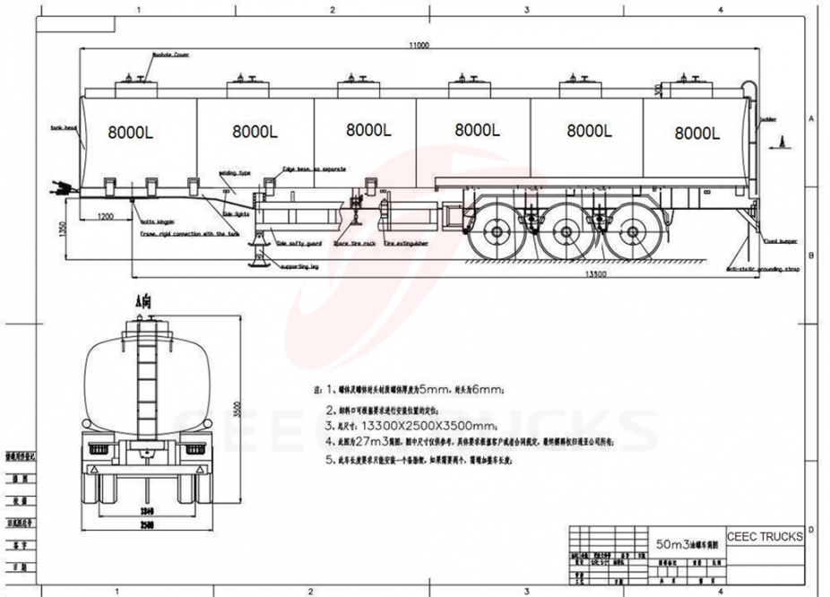 3 axle 48 CBM fuel tanker semitrailer for africa