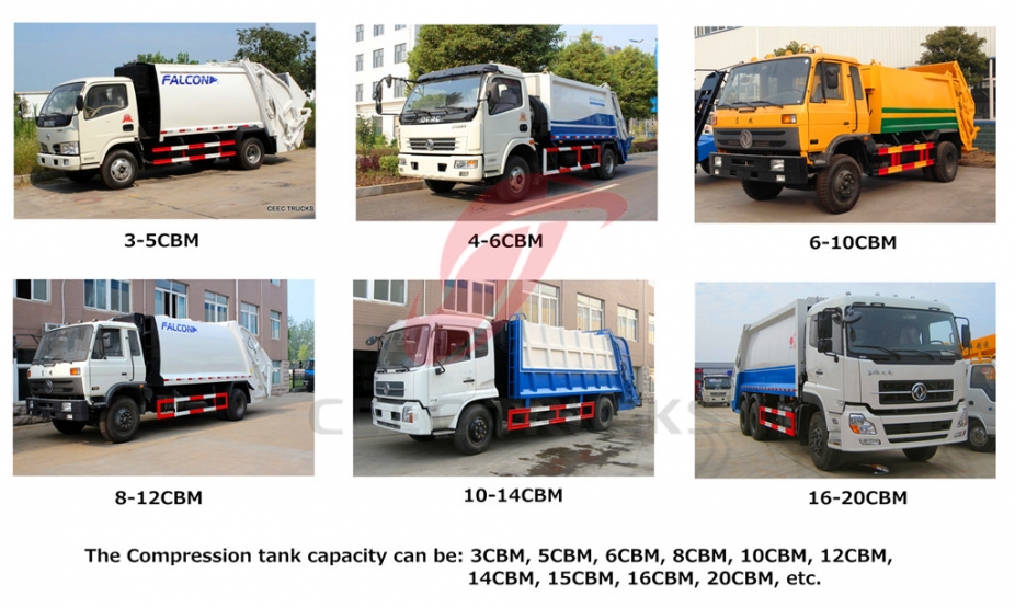 8000 liters dongfeng compressed refuse trucks export Asia Malaysia