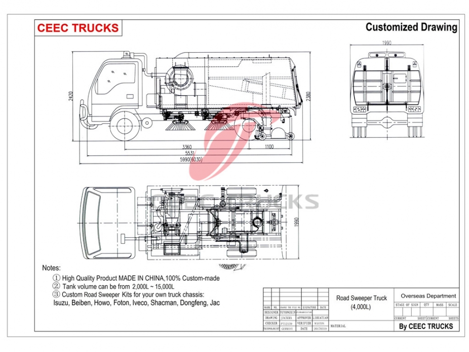 ISUZU 4CBM road sweeper low price