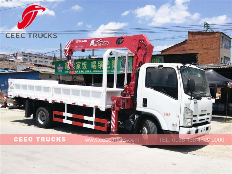 ISUZU 5 Tons crane truck with UNIC boom crane