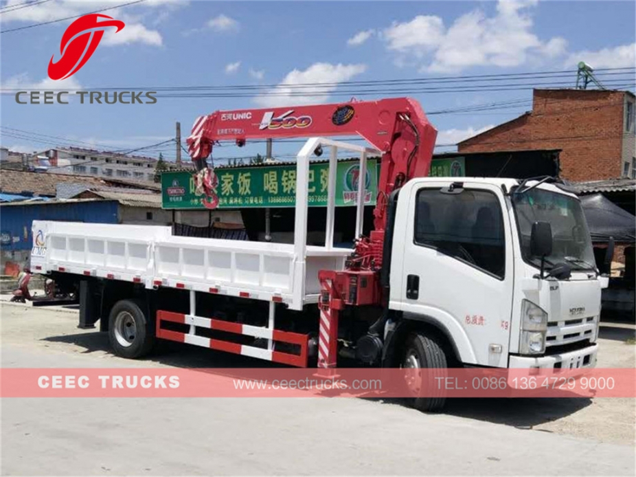 ISUZU 5 Tons crane truck with UNIC boom crane