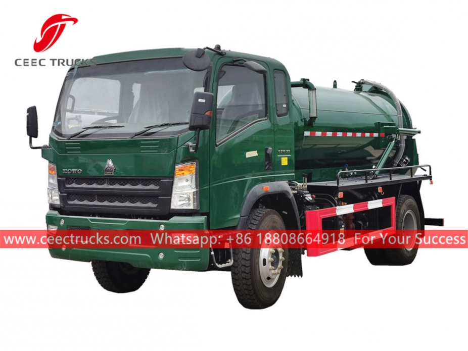 HOWO 4×2 right hand drive vacuum tanker truck