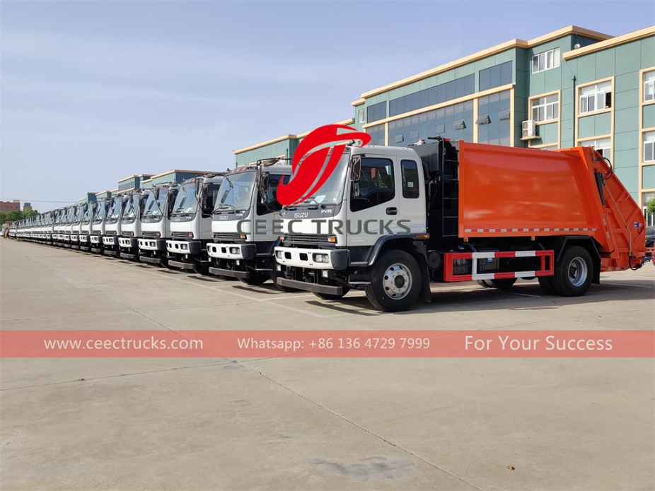 Dubai customer buy ISUZU 10 cubic meter refuse compactor trucks