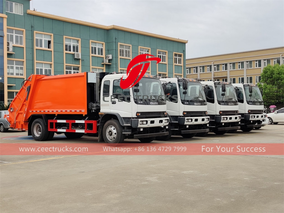 Dubai customer buy ISUZU 10 cubic meter refuse compactor trucks