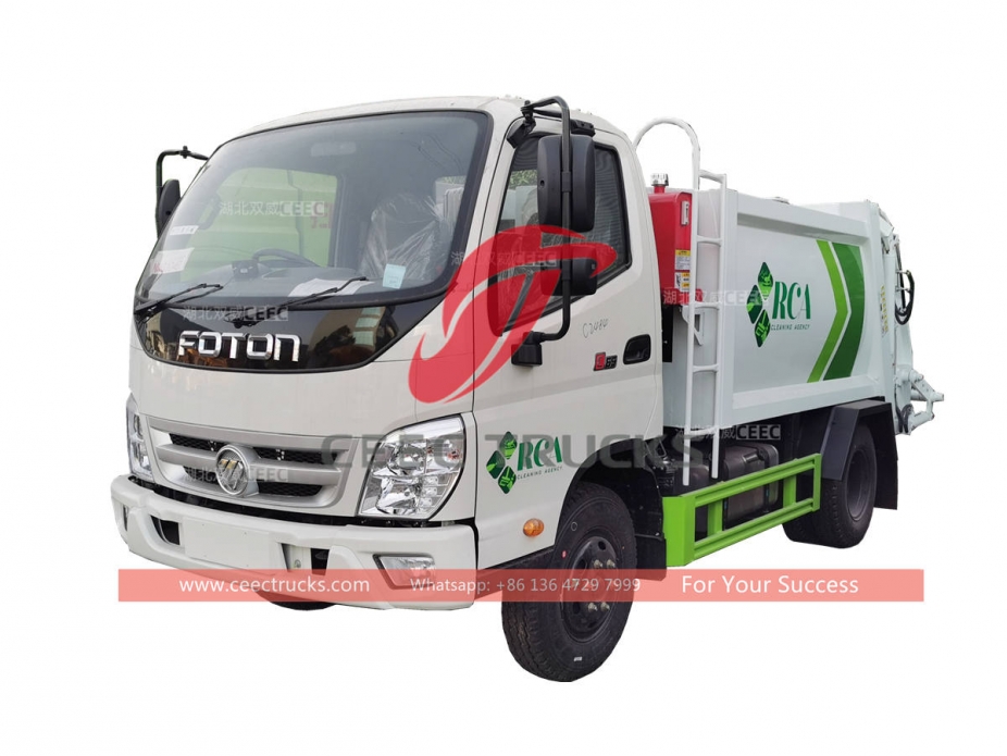 Good price FOTON 3CBM mini refuse compression truck for sale