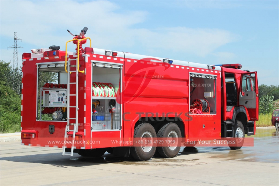 HOWO 6×4 water foam and dry powder combined fire fighting truck