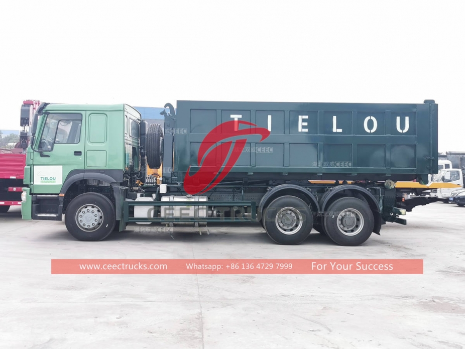 HOWO 10 wheeler 20CBM hook lift garbage truck