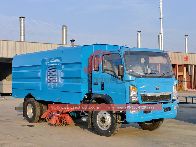 Howo street vacuum sweeping truck with factory direct sale