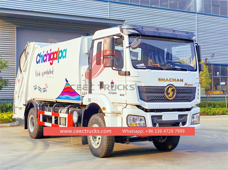 Shacman H3000 rear loading garbage truck for exporting