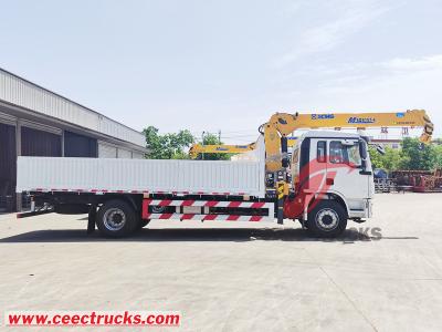 Shacman 4x2 dropside cargo truck mounted XCMG 6.3tons boom crane