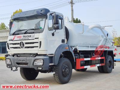 Beiben 1929 offroad 4x4 cesspit emptier 8000L vacuum suction tanker truck