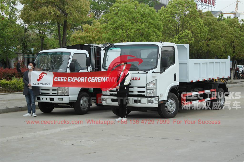 Джибути - ISUZU 6CBM қоқыс жинағыш және ISUZU 700P самосвалы контейнерге жүктелген